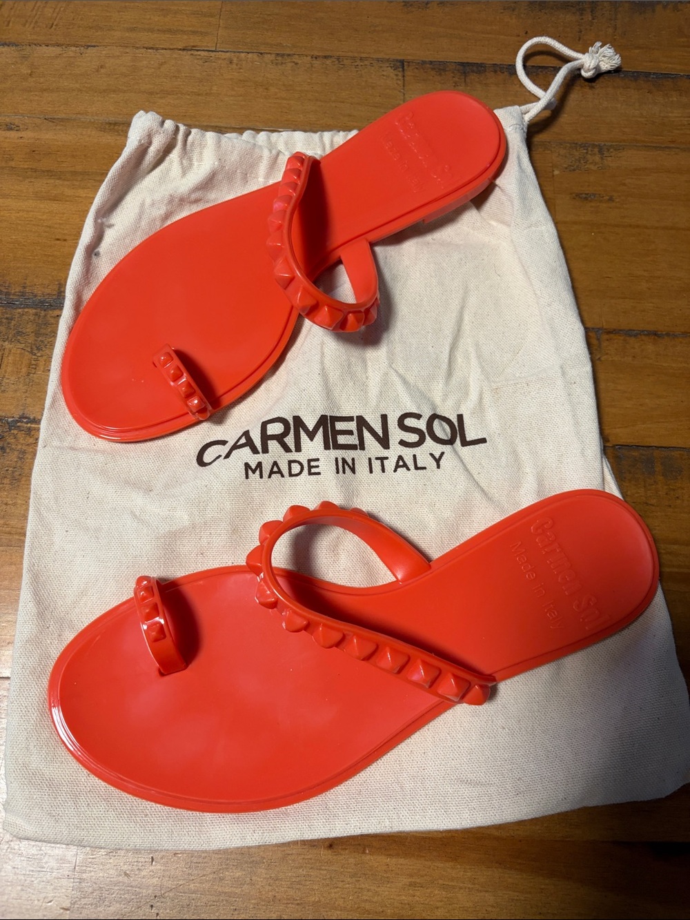 Red Studded Jelly Slide Sandals - Women